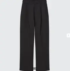 XXL 限定 ユニクロ リネンブレンドタックワイドパンツ ブラック