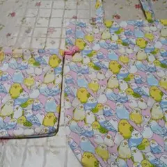 インコグッズ　みっちり可愛いインコ柄の便利なサブバッグと巾着袋のセット