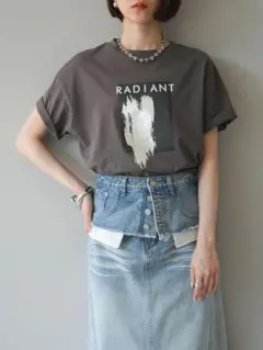 ⭐︎TシャツSALE⭐︎【新品】lumier 箔プリントビッグTシャツチャコール