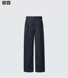 UNIQLO タックワイドパンツ　ネイビー　82