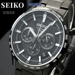d*t様 SEIKO ブラック クロノグラフ 100m防水 SEIKO セイコー クロノグラフ メンズ腕時計 ブラックレザー