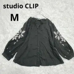 studio CLIP チュニック　刺繍　ダークグレー　M