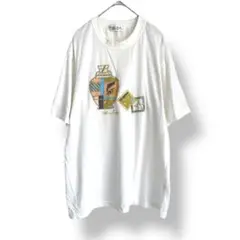 PLAY CHESS 刺繍柄Tシャツ　白　壺と絵画　アート　ヴィンテージ　L〜