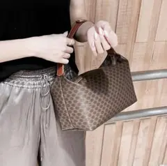 お値下げ CELINE マカダム柄ハンドバッグ バニティバッグ