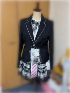 【卒業式、コスプレなどに】学生服 ブレザー上下セット チェック柄　Lサイズ