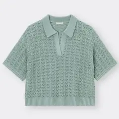 【未使用】 GU 透かし編みスキッパーポロセーター(半袖)