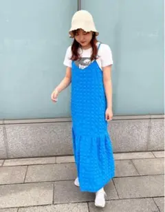 アースミュージックエコロジー シャーリングギャザー切替 キャミワンピース