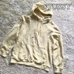 希少カラー STUSSY ステューシー ロゴ刺繍 プルオーバーパーカー イエロー