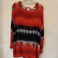 フランス　CHACOK 長袖チュニック T2 赤系　1