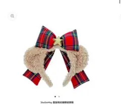 香港ディズニー　クリスマス限定ShellieMay チェック柄カチューシャ