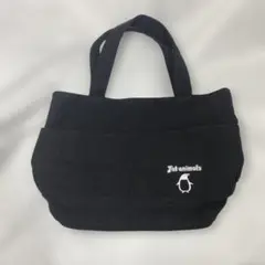 FAT animals黒いキャンバストートバッグ ペンギン刺繍