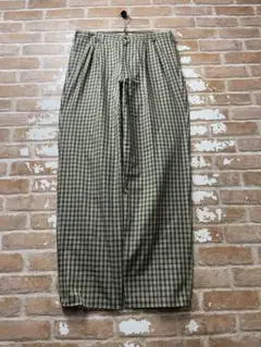 スラックス　チェックパンツ　チェックスラックス　2タック　黄色　y2k 古着