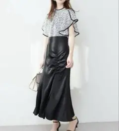 natural couture【プチナチュ】ドットドロストスリットスカート