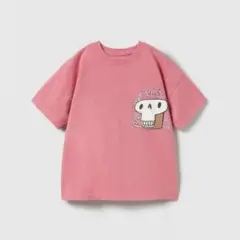 ZARA キッズ　ザラ　スカルTシャツ 2-3歳　98センチ　ピンク