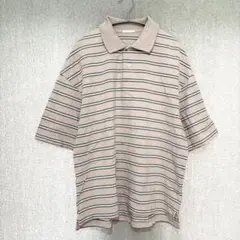 GU ワイドフィットポロ(5分袖) S ピンクボーダー 綿100％ 男女兼用