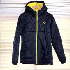 Puma キルティングジャケット 黒/黄緑
