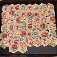 大きめ　8-21①❣️フレンチジェネラル　花柄❣️ヘキサゴンしつけ布　50枚