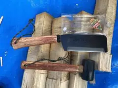 両刀 安全 鉈 ナタ 鉈 薪割り キャンプ 焚火 BBQ ゴムハンマー 中古