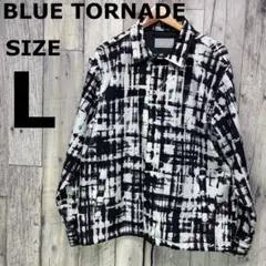 BLUE TORNADE ブルートルネード　水彩画ナイロンジャケット　L