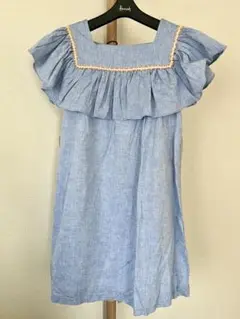 Amaia kids フリル付きノースリーブワンピース　ライトブルー