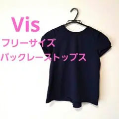 【美品】VIS ネイビー 半袖 トップス フリーサイズ