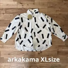 【新品未使用】arawakama 長袖シャツ XL 白黒ストライプ