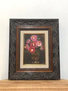 最終値下げ　中島絹子　作品　油絵　薔薇　花瓶　フラワー 油彩画 中島絹子 紫陽花 F6号 アジサイ 静物画 あじさい 二科展