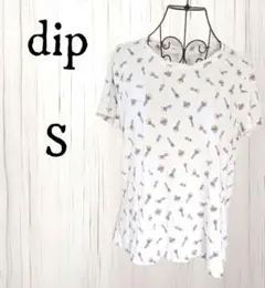 dip 花柄プリント Tシャツ 半袖 白 ホワイト カジュアル 可愛い S