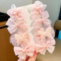 8個セット ピンク ヘアクリップ 保育園 キッズ ヘアピン