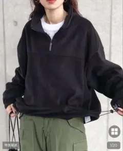 nugu ハーフジップフリースパーカー