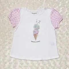 ♡coeur a coeur100cm♡半袖トップス　アイス　チェック柄　ピンク