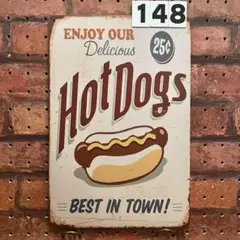 ホットドッグ HotDogs 《148》ブリキ 看板 レトロ風 ☻