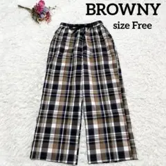 ✨極美品✨BROWNY ウイゴー　チェック柄 パンツ ゆったりFREE