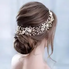 ゴールドベースヘッドドレス ブライダルヘアアクセサリー結婚式ウェディング