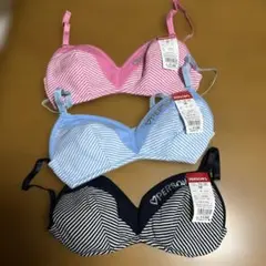 新品未使用　パーソンズ　ノンワイヤーブラジャー　3個セット★ ボーダー　ジュニア