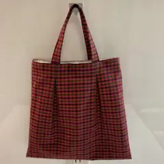ハンドメイド　ファミリアチェック　ふっくらバッグ