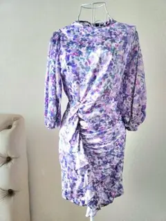 大特価！マージュ maje ワンピース 新品 紫 花柄 膝丈