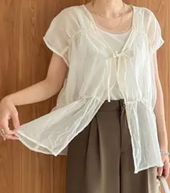 タグ付き新品　Bab 前後2WAYギャザーブラウス