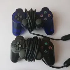 PS2 有線コントローラー 青と黒 2個セット　ジャンク