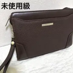 【未使用級】　ピエールカルダン　クラッチバッグ　レザー ダークブラウン