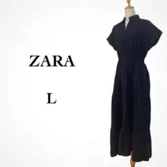 ザラ ワンピース 半袖 ロング ブラック レディース L