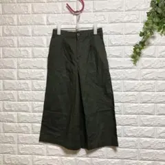 【ユニクロ】（S）リネンコットンワイドクロップドパンツ 透け感 ジップフライ