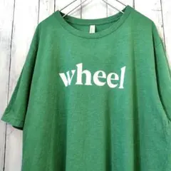 CANVAS wheel 英字 プリント ビッグサイズ Tシャツ 緑 XL 古着