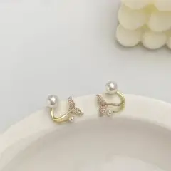 残り僅か♡　レディース　ピアス　ゴールド　ストーン　リーフ　シンプル