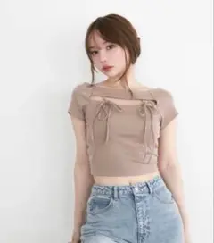 ANDMARY アンドマリー べべリボントップス モカブラウン