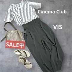 コーデ販売❤️ストライプＴシャツとカーキワイドパンツVIS ラフコーデ