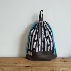 ハンドメイド☆シンプル巾着袋スター 　チャコールグレー