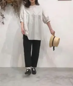 オオカミとフクロウ ブラウス シャツ フクロウと草月のプアン
