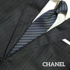 【ほぼ未使用】CHANEL ココマーク柄 ネクタイ ネイビー
