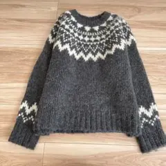 美品 ユニクロ フェアアイルクルーネックセーター XL